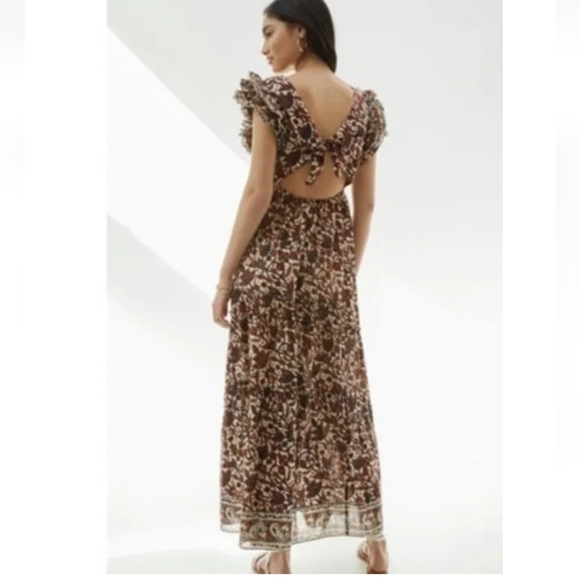 House of Harlow 1960 Nicole Richie Cut Out Tiered Maxi Dress XS Mable brown - Picture 11 of 11